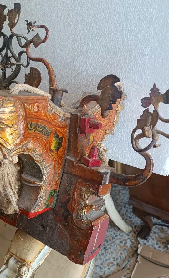 Importante parte di carretto siciliano Fratelli Vaccaro - Vizzini primi xx secolo -Lampadario-photo-2