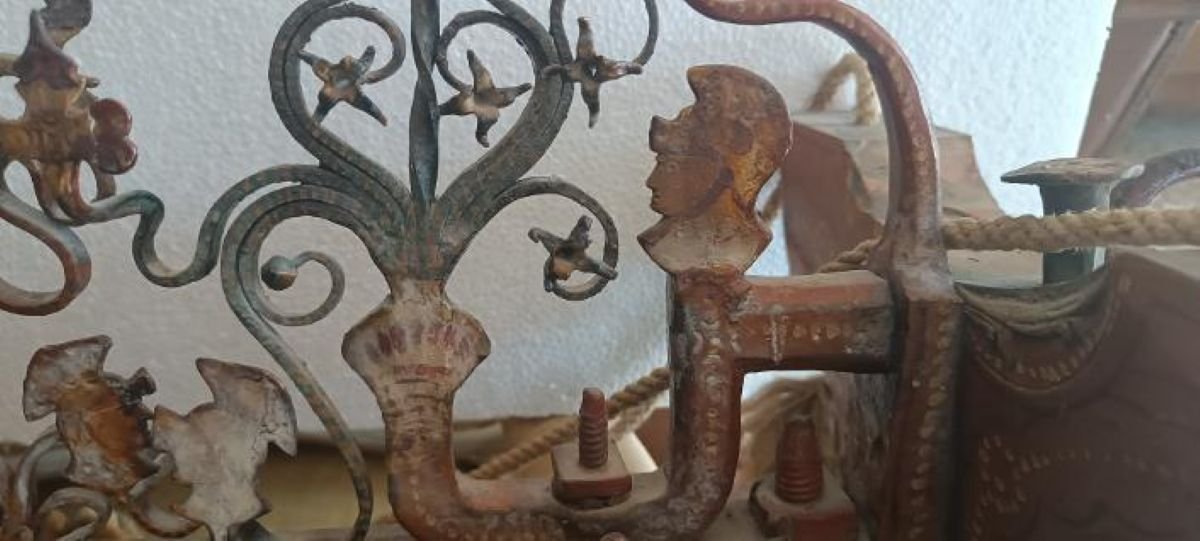 Importante parte di carretto siciliano Fratelli Vaccaro - Vizzini primi xx secolo -Lampadario-photo-7