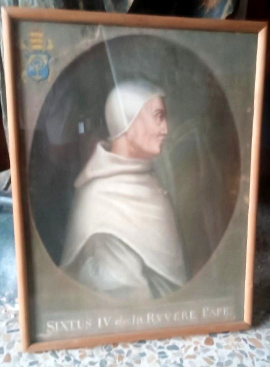 Antica tempera su carta  - ritratto di papa Sisto VI -XVIII secolo-photo-2