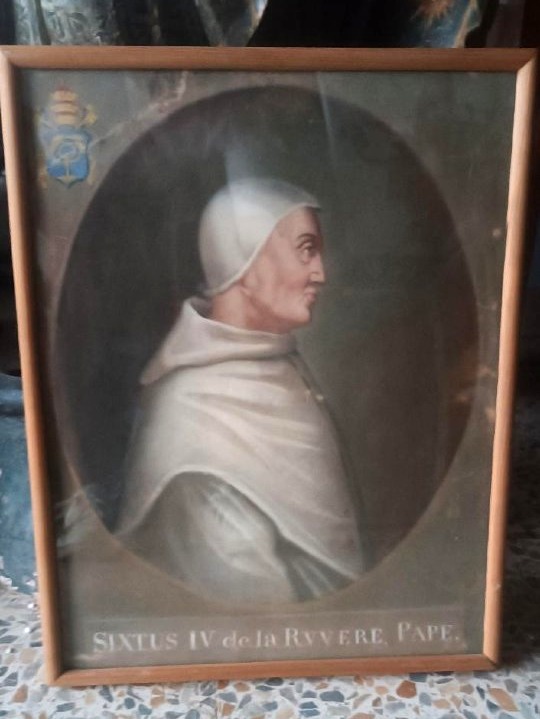 Antica tempera su carta  - ritratto di papa Sisto VI -XVIII secolo-photo-3