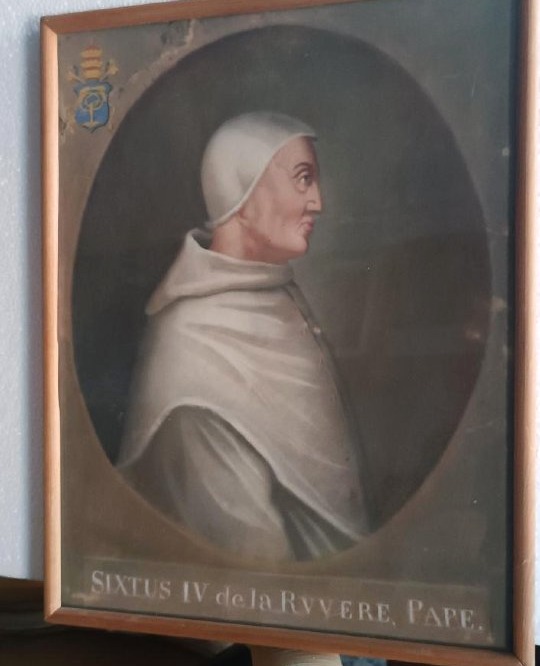 Antica tempera su carta  - ritratto di papa Sisto VI -XVIII secolo-photo-3