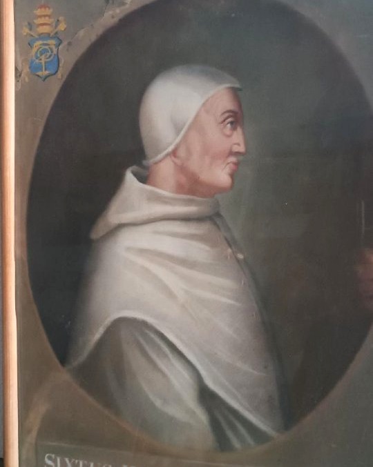 Antica tempera su carta  - ritratto di papa Sisto VI -XVIII secolo-photo-4