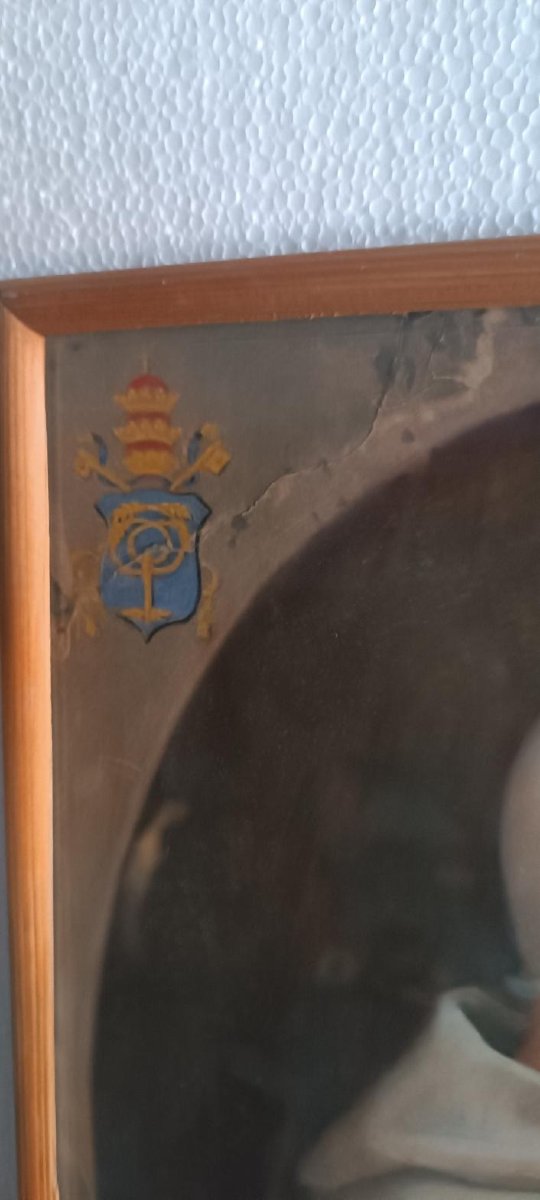 Antica tempera su carta  - ritratto di papa Sisto VI -XVIII secolo-photo-2