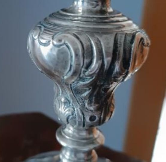 Antico calice in argento con marchi manifattura italiana XVIII secolo-photo-2