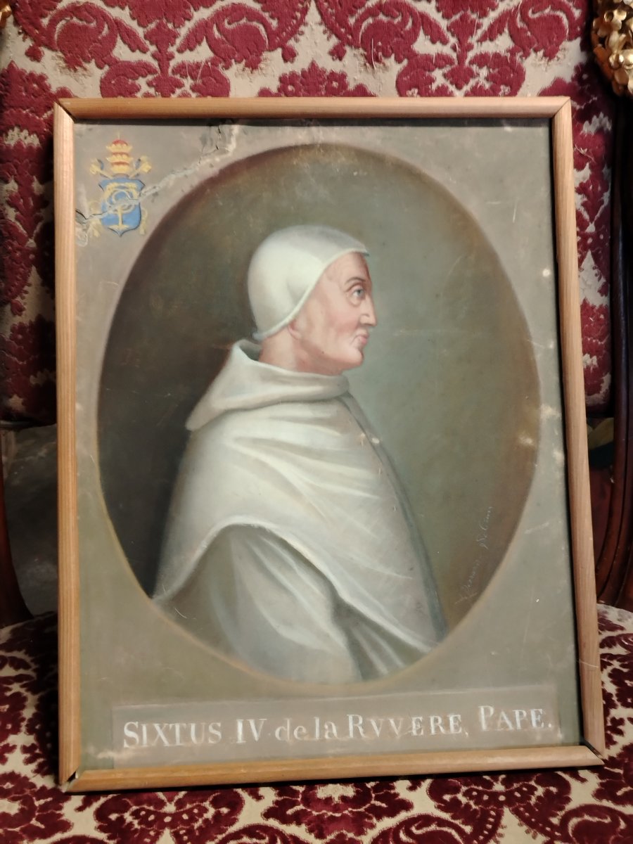 Antica tempera su carta  - ritratto di papa Sisto VI -XVIII secolo