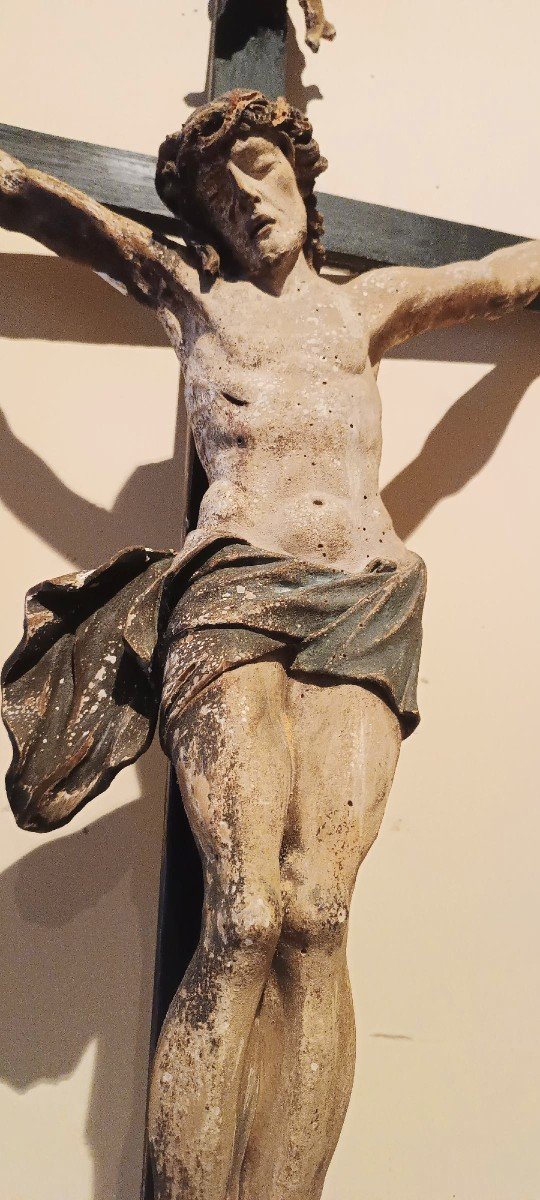 Antico grande cristo in legno policromo fine XVII secolo --photo-3