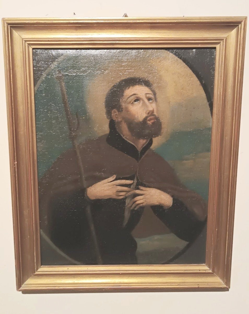 DIPINTO ANTICO OLIO SU TELA XVIII SECOLO SAN FRANCESCO SAVERIO