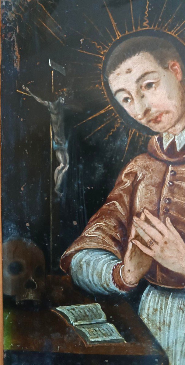 Antico dipinto su rame-SAN CARLO BORROMEO -Scuola italiana XVII secolo-photo-2