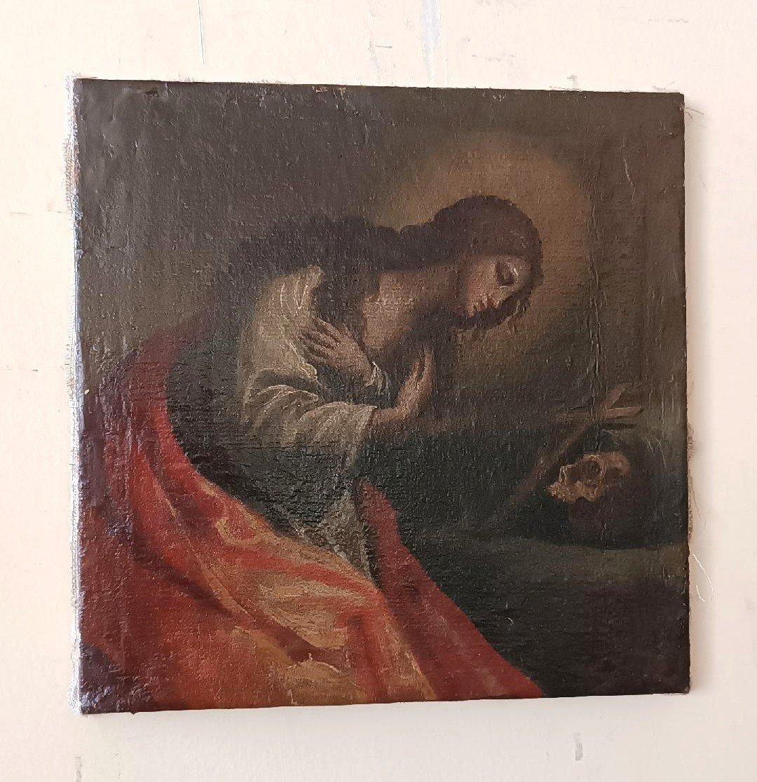 Antico olio SU tela raffigurante Maddalena XVIII secolo Scuola italiana-photo-2