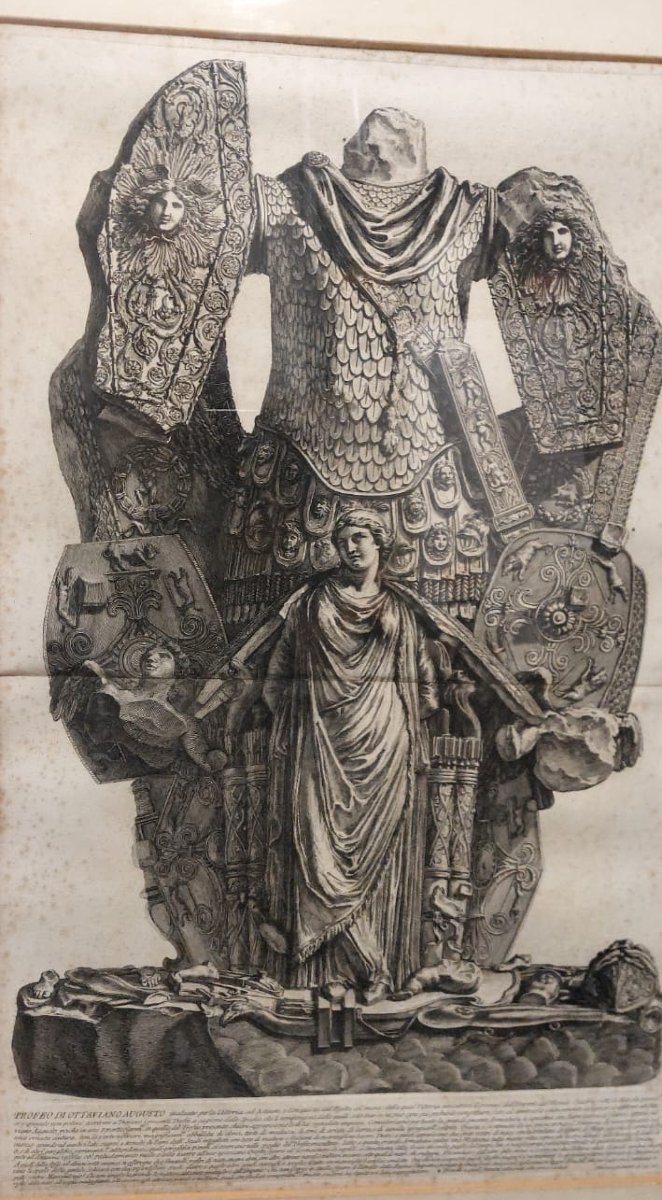 Giovanni Battista Piranesi.   Trofei di Ottaviano Augusto. 1753 Acquaforte 65x40 cm -photo-3