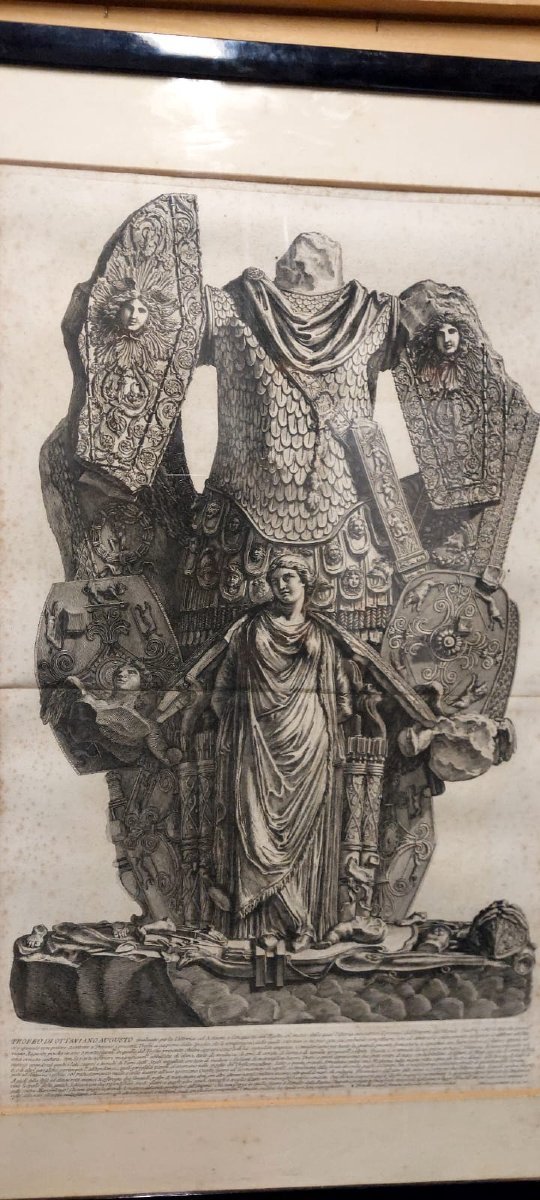 Giovanni Battista Piranesi.   Trofei di Ottaviano Augusto. 1753 Acquaforte 65x40 cm -photo-1