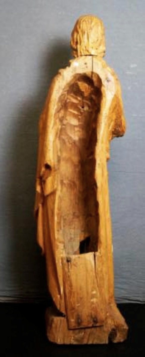 Scultura in legno intagliato San Giovanni H.115 CM Italia XVII SECOLO-photo-3