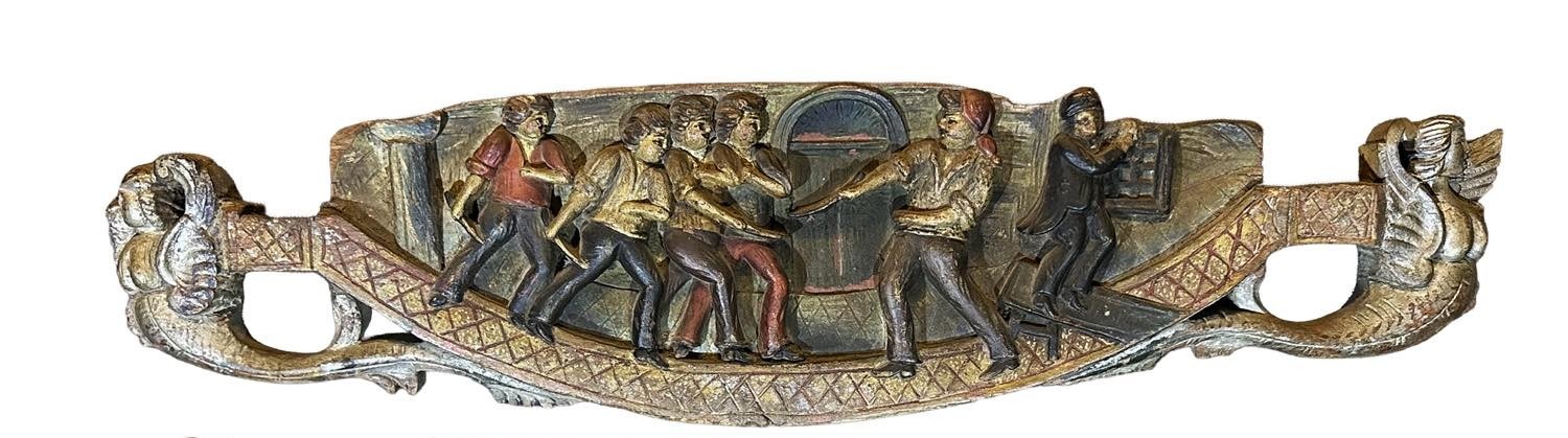 Antico frammento intagliato di carretto siciliano 