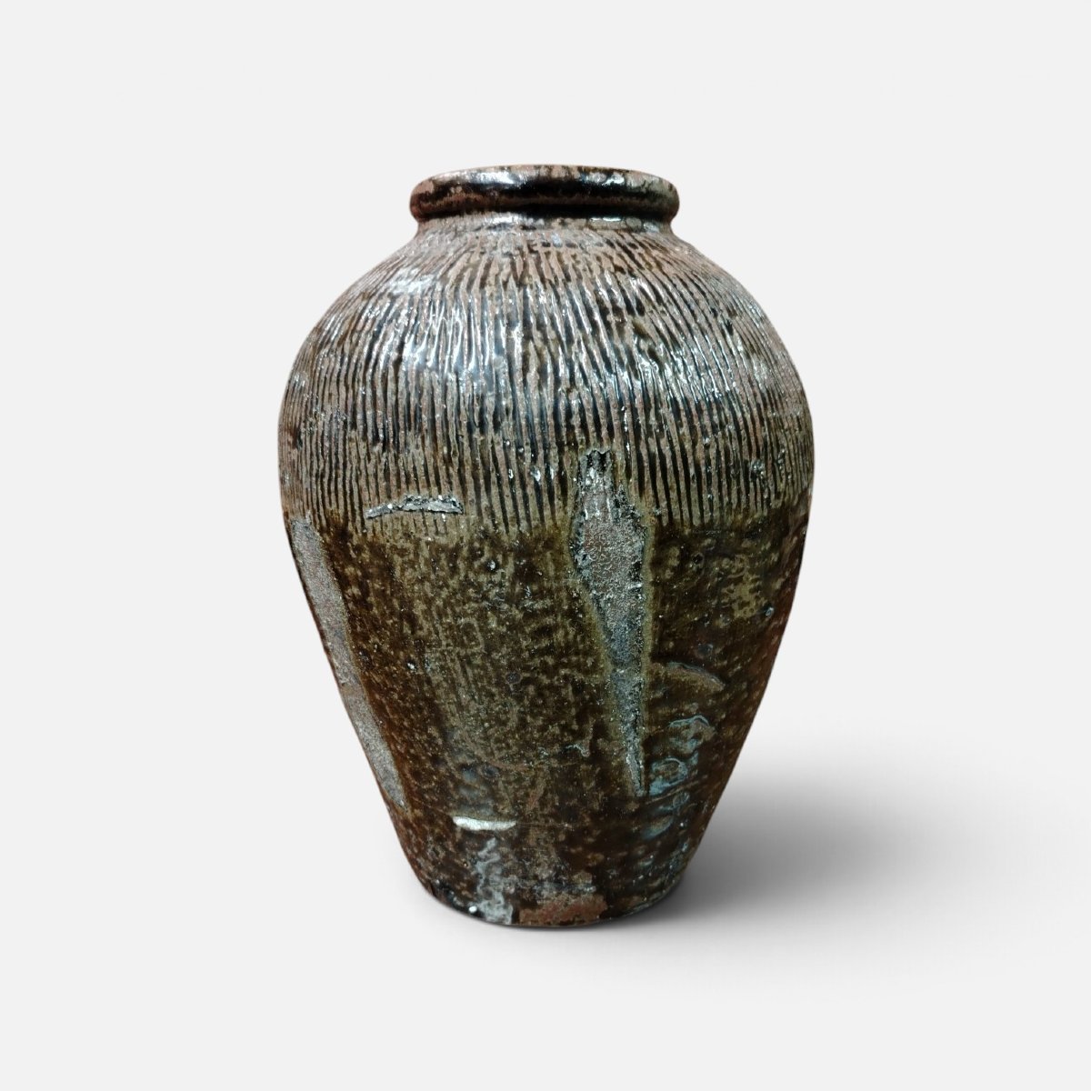 Antica giara da vino in gres smaltato Cina XIX
