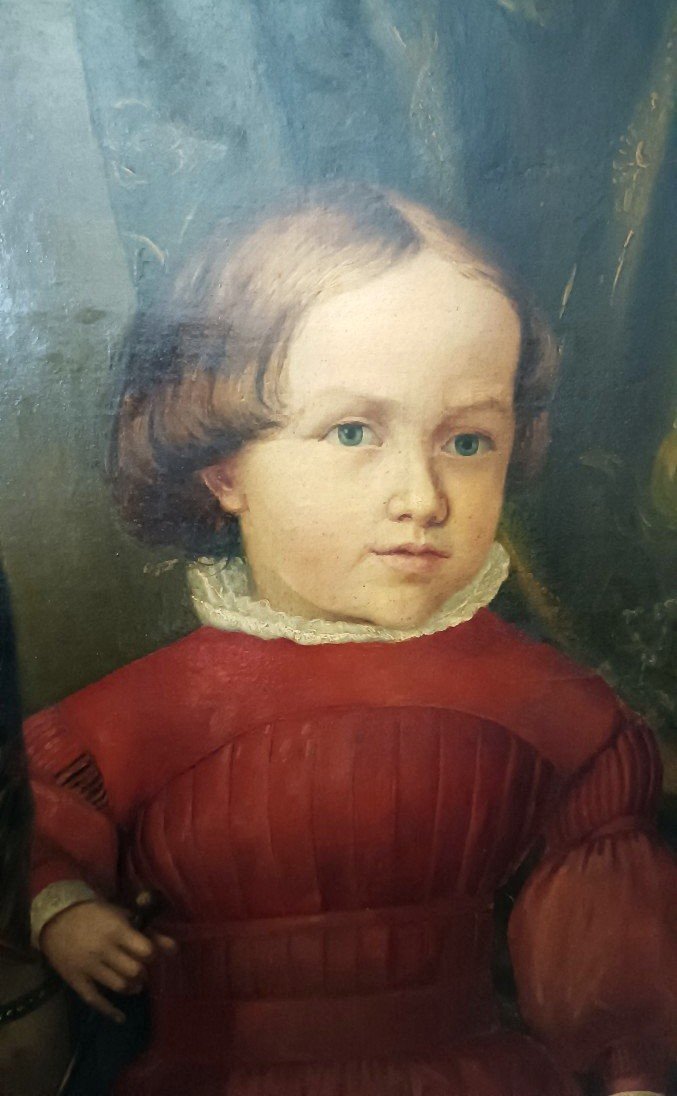Dipinto olio su tela ritratto  metà del XIX secolo-photo-1
