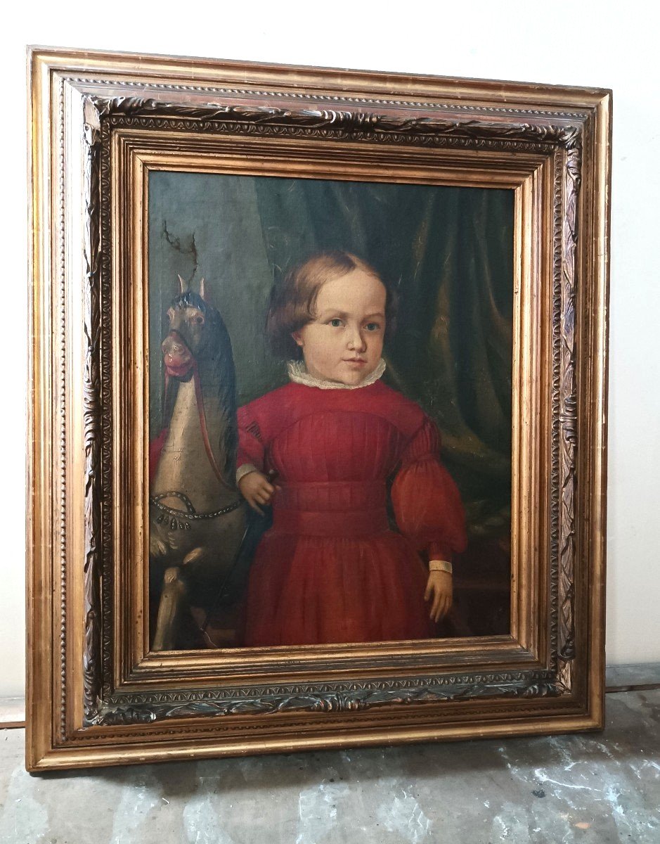 Dipinto olio su tela ritratto  metà del XIX secolo