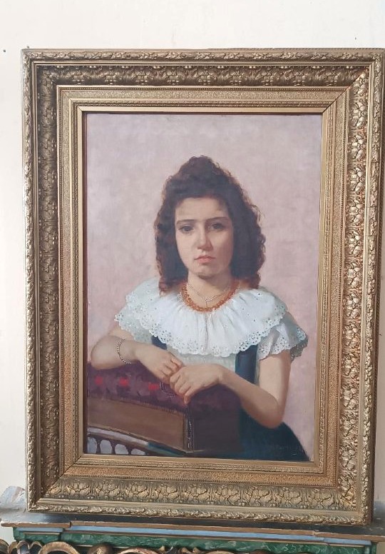 Olio su tela ritratto femminile 1898 -Maurizio Barricelli (Benevento,  1874 – Roma, 1931)-photo-3