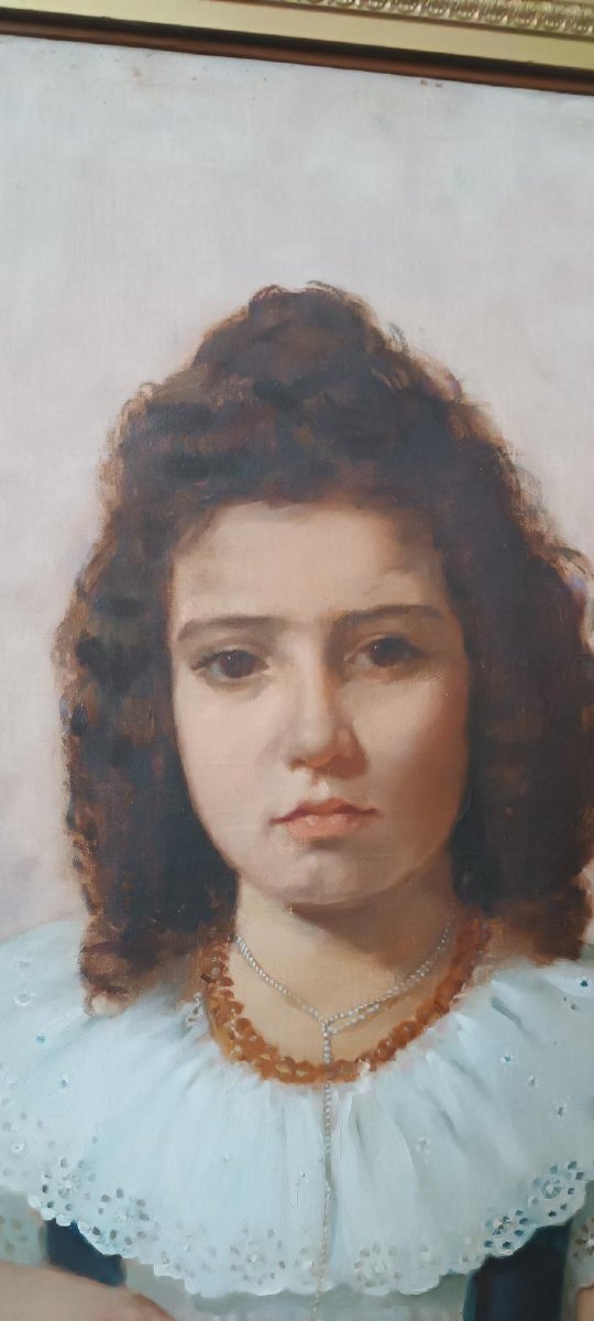 Olio su tela ritratto femminile 1898 -Maurizio Barricelli (Benevento,  1874 – Roma, 1931)-photo-2