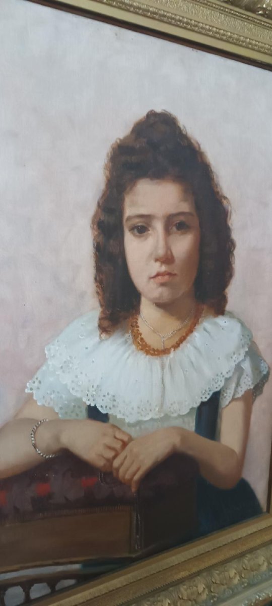 Olio su tela ritratto femminile 1898 -Maurizio Barricelli (Benevento,  1874 – Roma, 1931)-photo-4