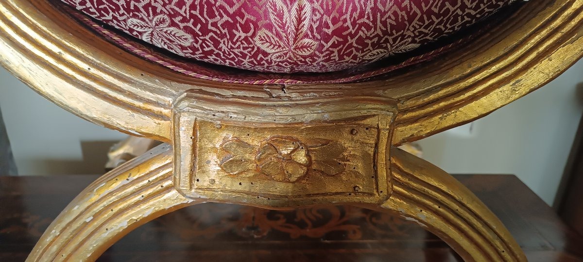 sgabello in legno dorato impero-photo-2