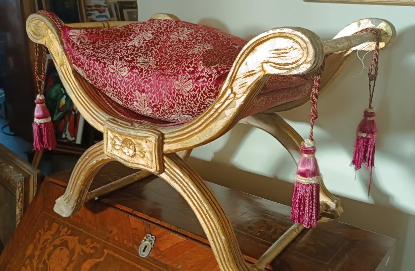 sgabello in legno dorato impero-photo-3