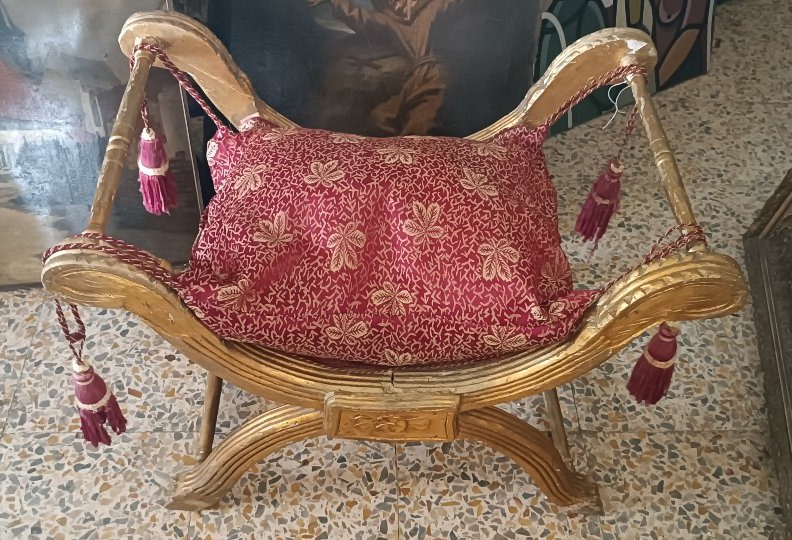 sgabello in legno dorato impero-photo-4