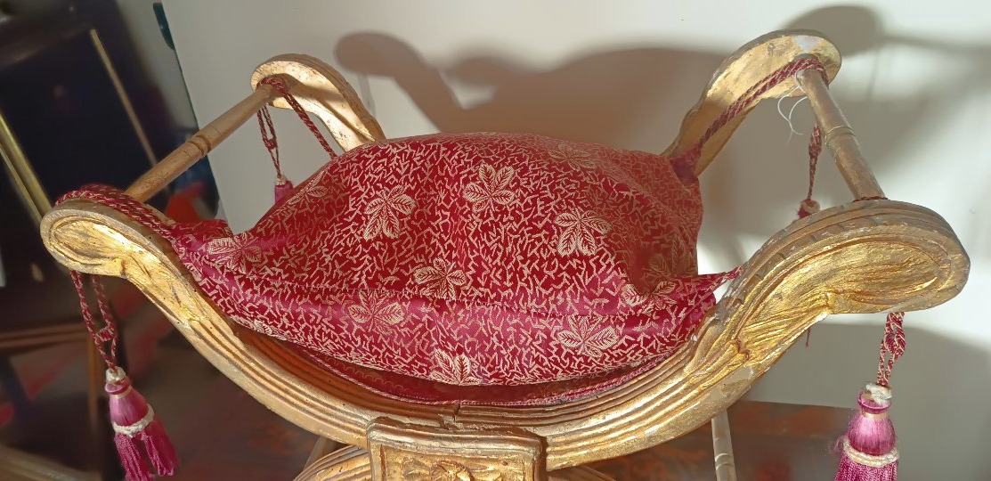 sgabello in legno dorato impero-photo-1