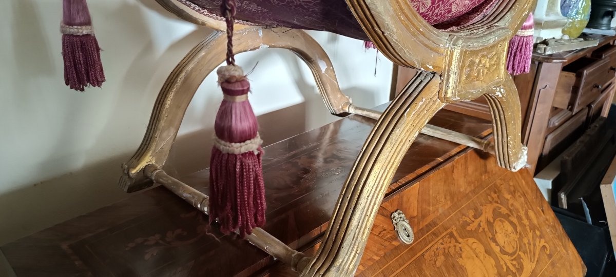 sgabello in legno dorato impero-photo-2