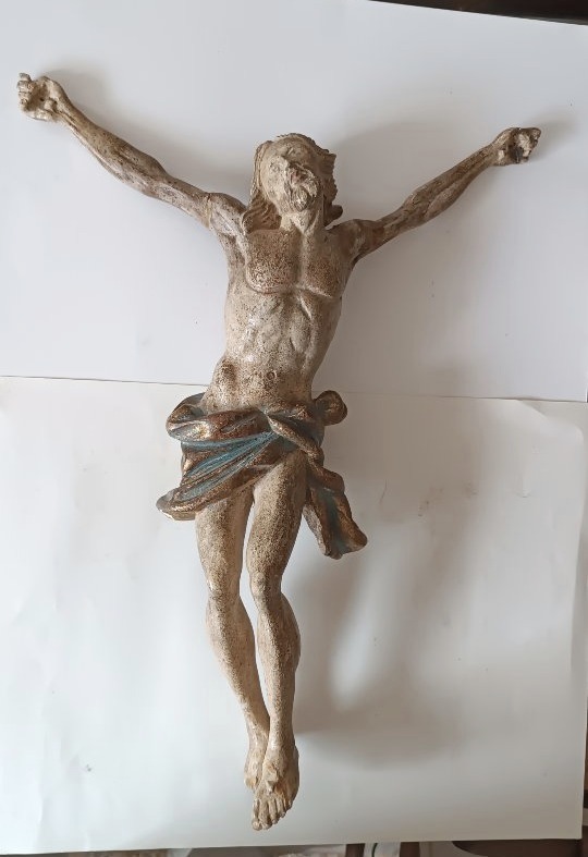 Antico cristo in legno policromo h.56 cm-photo-2