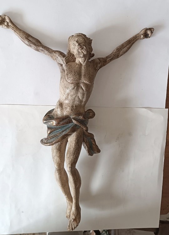 Antico cristo in legno policromo h.56 cm-photo-3