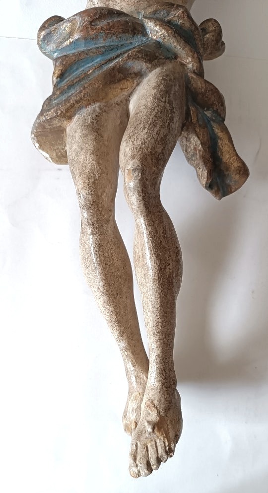 Antico cristo in legno policromo h.56 cm-photo-4
