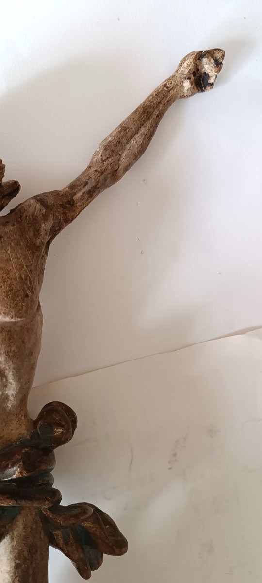 Antico cristo in legno policromo h.56 cm-photo-4