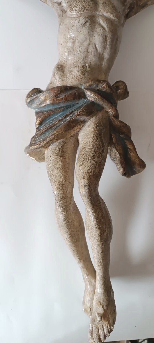 Antico cristo in legno policromo h.56 cm-photo-1