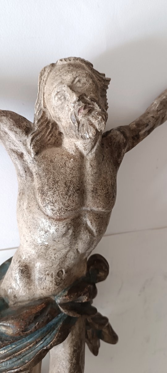 Antico cristo in legno policromo h.56 cm-photo-2