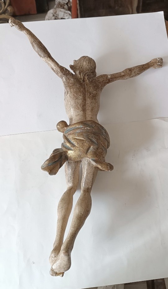 Antico cristo in legno policromo h.56 cm-photo-5