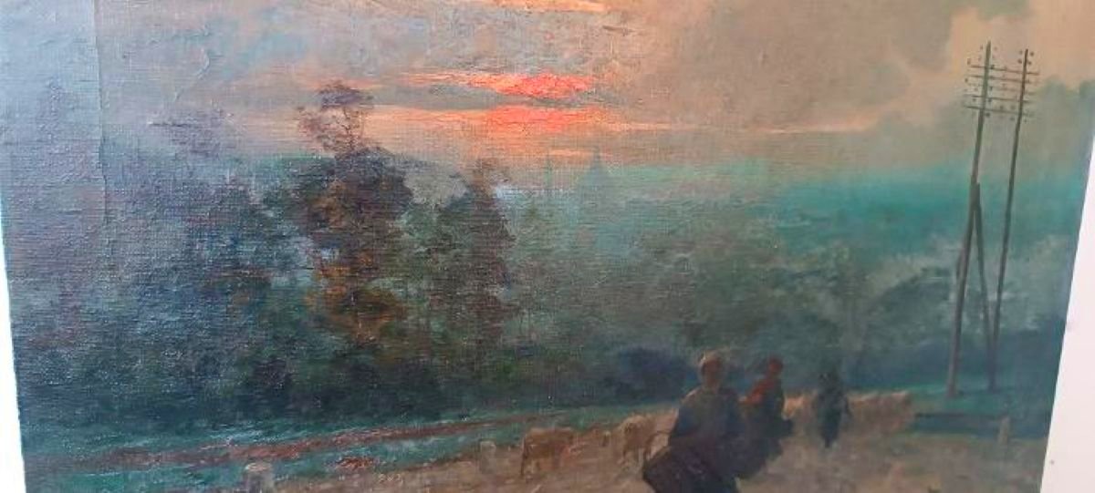 Dipinto olio su tela veduta firenze Aurelio Catti (1895-1966)-photo-1