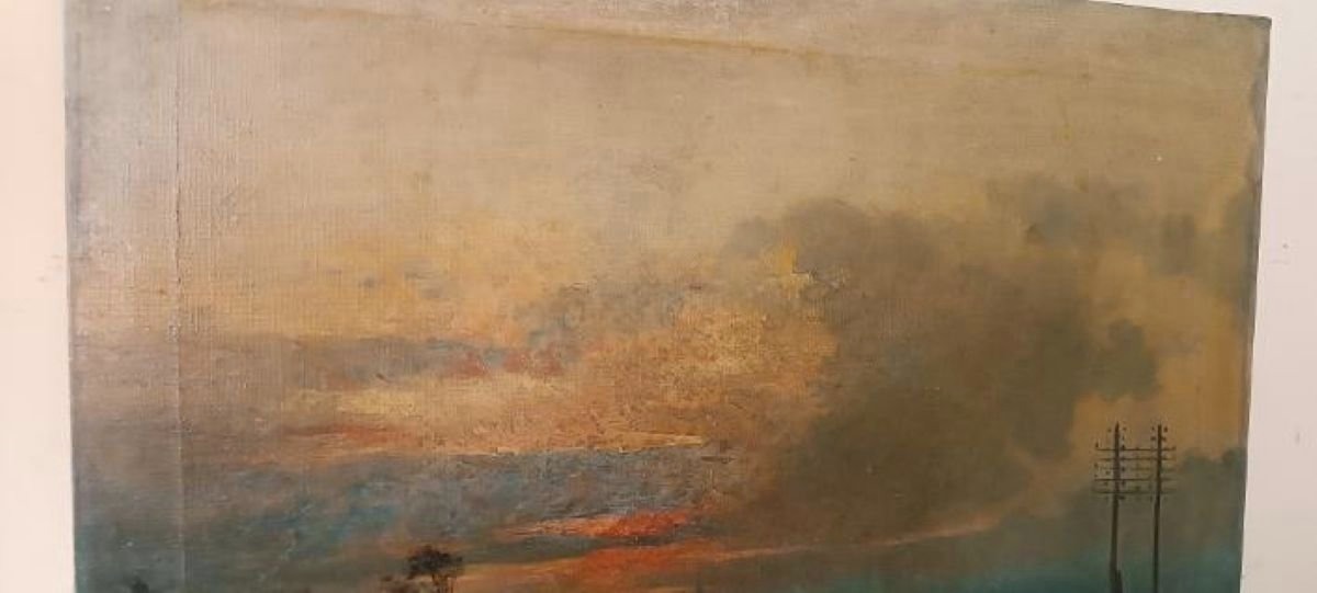 Dipinto olio su tela veduta firenze Aurelio Catti (1895-1966)-photo-2