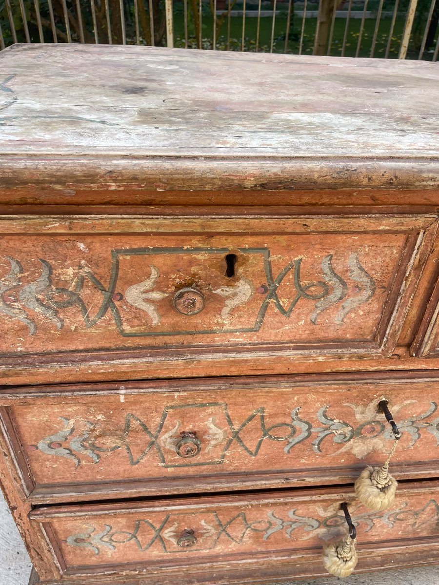 Antico cassettone legno laccato. XVII sec. Toscana-photo-2