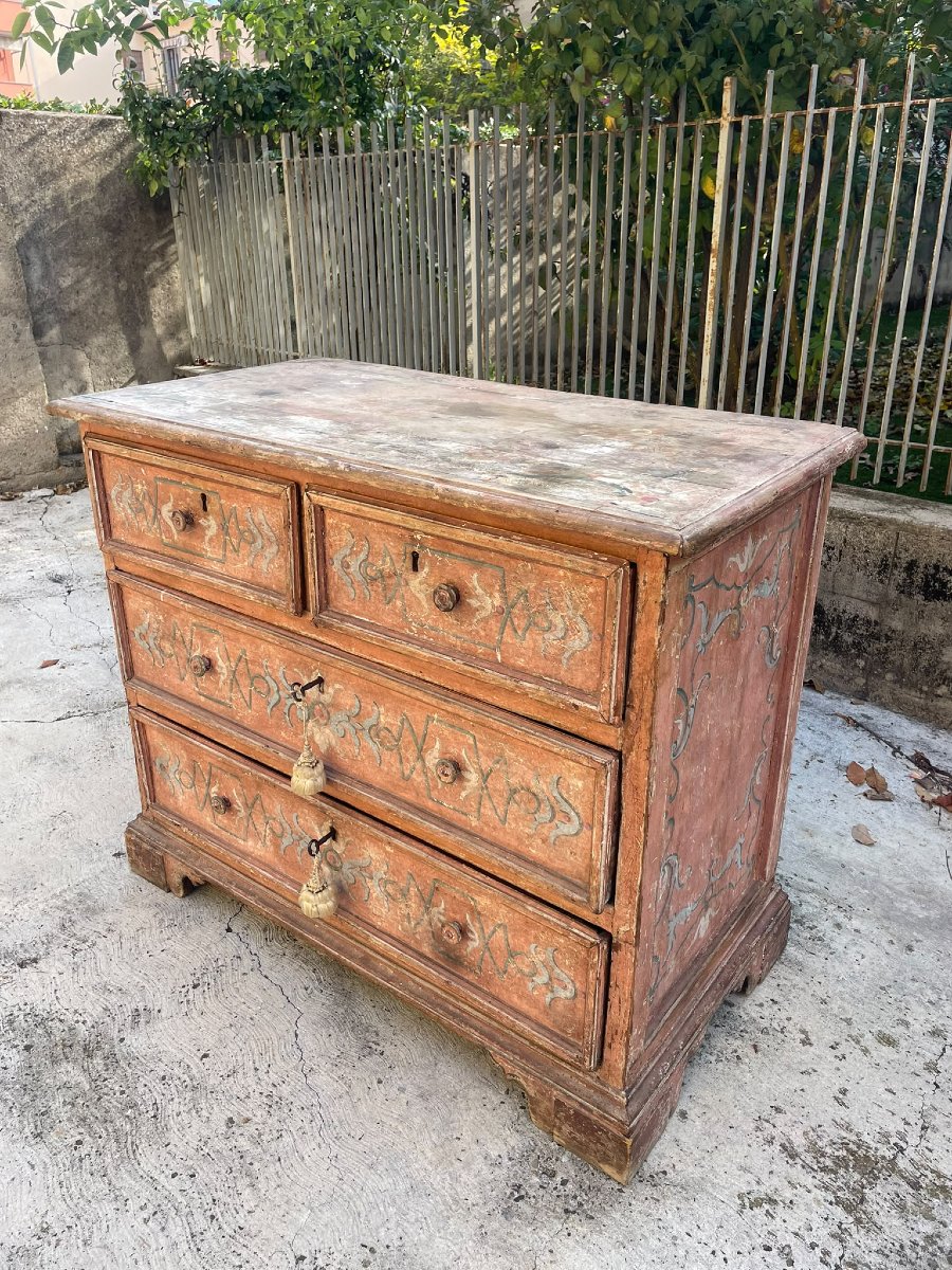 Antico cassettone legno laccato. XVII sec. Toscana-photo-3
