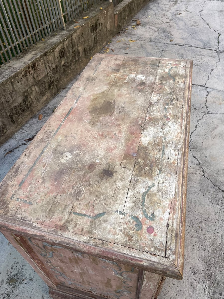 Antico cassettone legno laccato. XVII sec. Toscana-photo-4