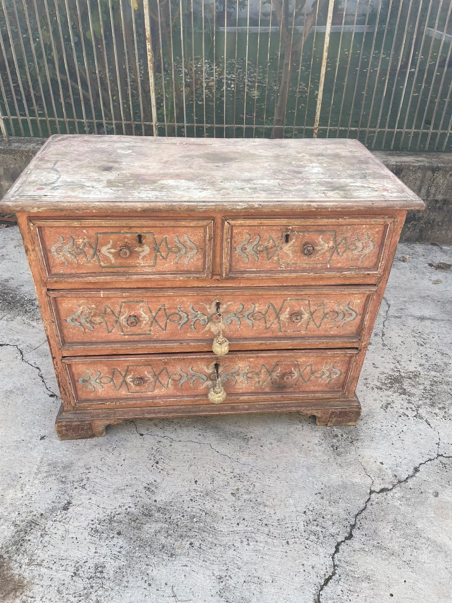 Antico cassettone legno laccato. XVII sec. Toscana-photo-5