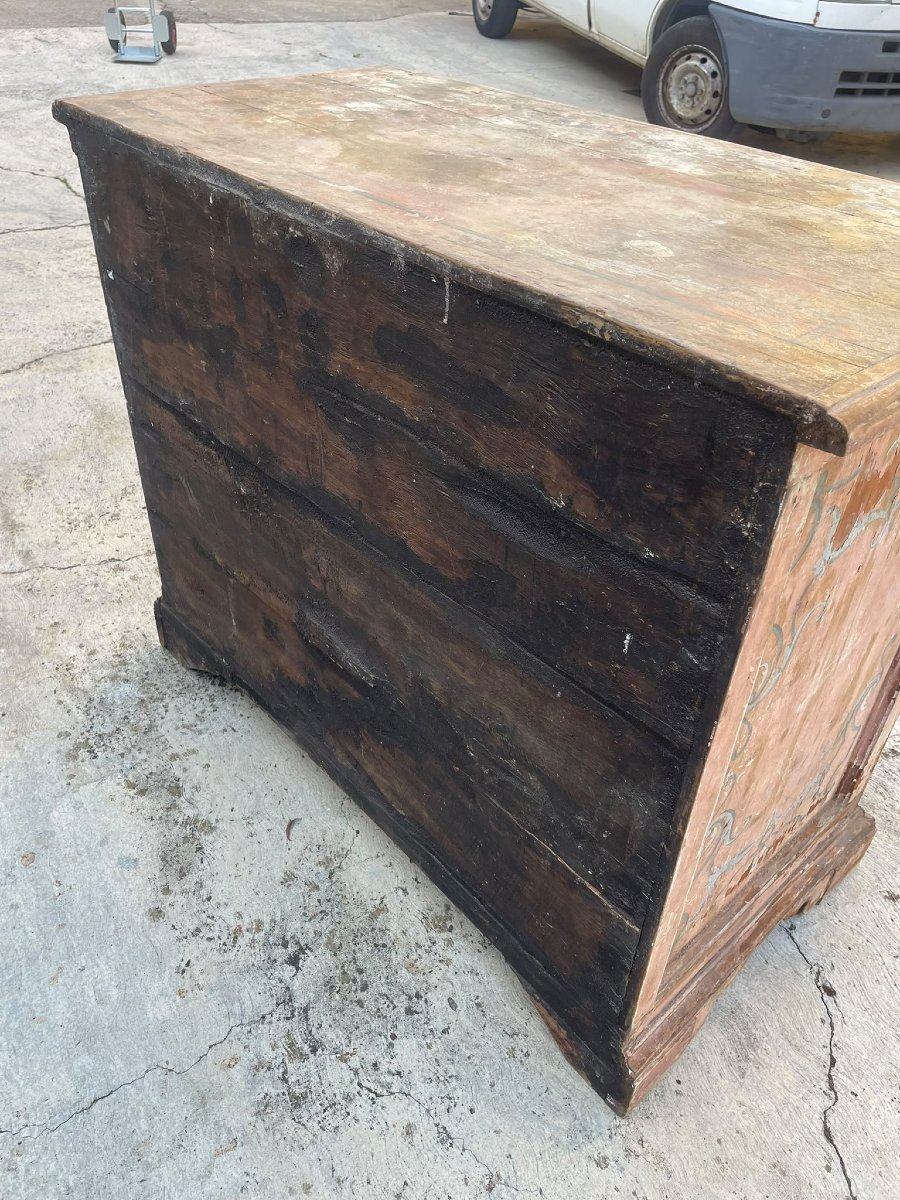 Antico cassettone legno laccato. XVII sec. Toscana-photo-6