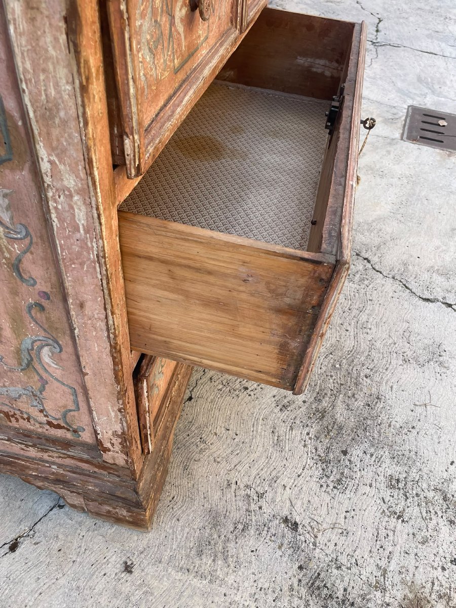 Antico cassettone legno laccato. XVII sec. Toscana-photo-7