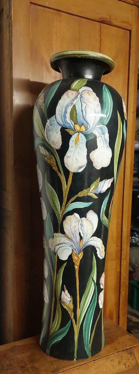 Monumentale  vaso 100 cm   in ceramica dipintaAer Nouveau-photo-3
