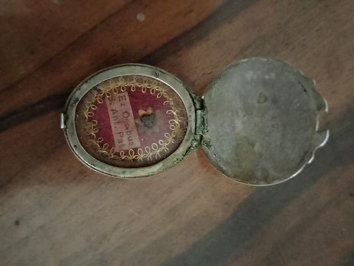 Antico reliquiario in argento con reliquia sant'antonio da padova-photo-2