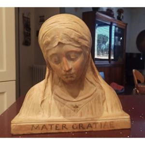 Scultura Terracotta Busto Madonna Firmata A.Neri Inizio Del 900