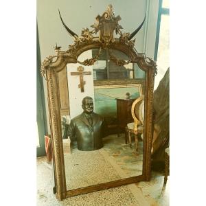 Grande specchiera in legno dorato XIX secolo
