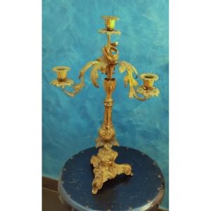 Grande candeliere bronzo dorato XIX secolo