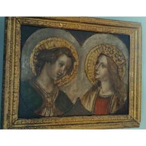 Dipinto su tavola Fine XVI Secolo-madonna e angelo annunciante