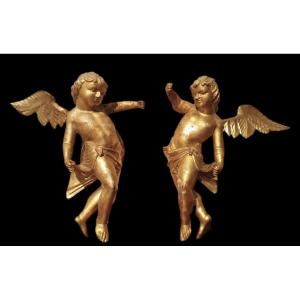 Coppia di angeli dorati XVIII secolo Italia